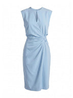 Ärmelloses Damen-Midikleid mit Keyhole-Ausschnitt und Raffungen