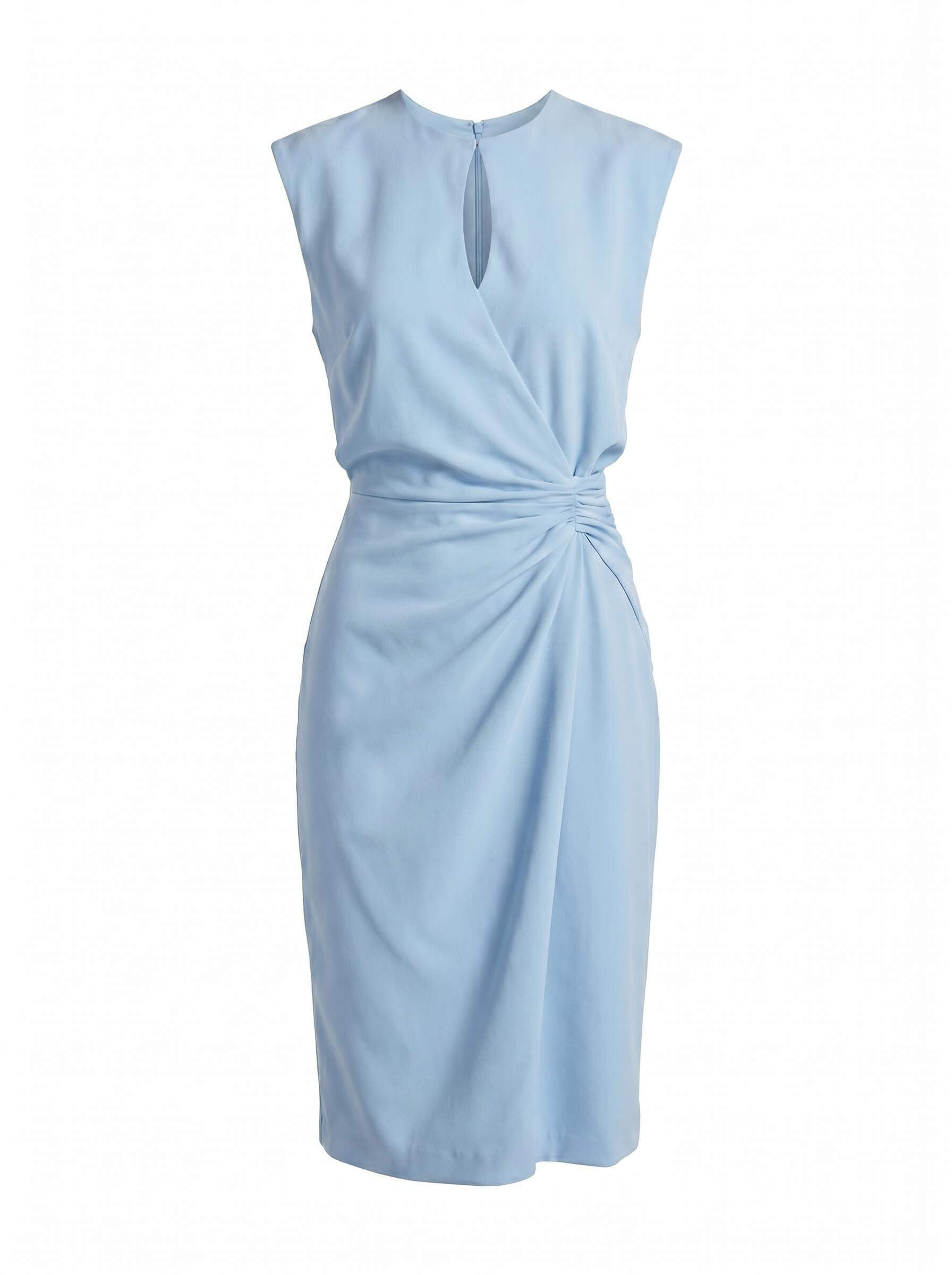 Ärmelloses Damen-Midikleid mit Keyhole-Ausschnitt und Raffungen