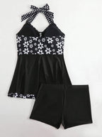 Damen-Badeanzug mit Blumenmuster und Rockteil