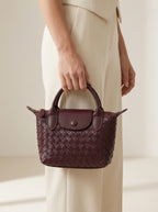 Damen Handtasche – Geflochtene Mini-Bag aus Kunstleder