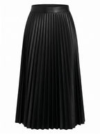 Plisseret satin midi-nederdel til damer