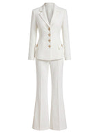 Taillierter Denim Blazer & Schlaghose Set