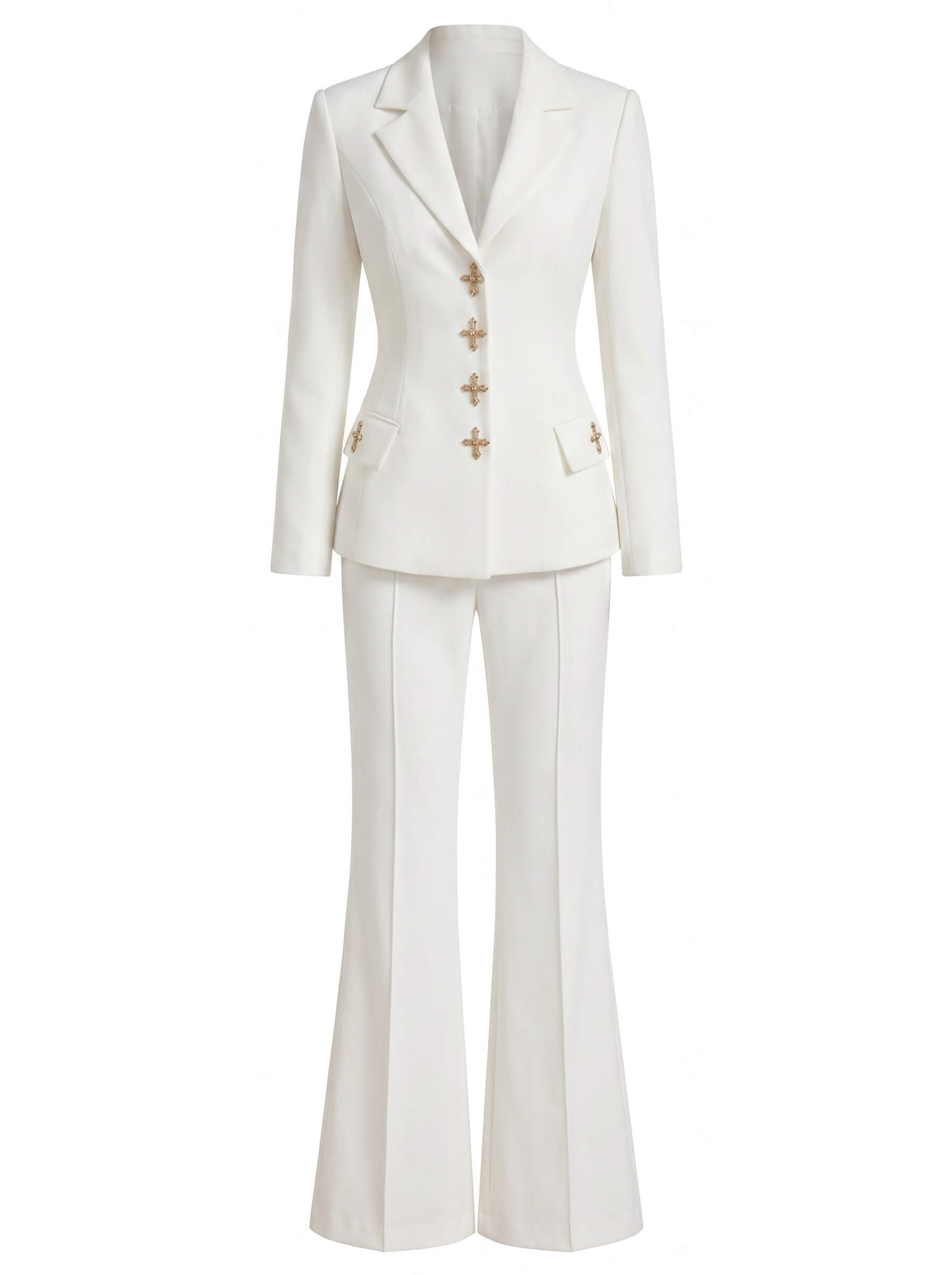 Taillierter Denim Blazer & Schlaghose Set