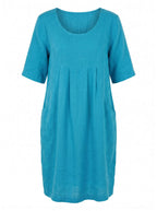 Damen-Minikleid mit Rundhalsausschnitt und Taschen