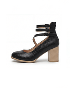 Damen Pumps mit Blockabsatz und Dreifachriemen