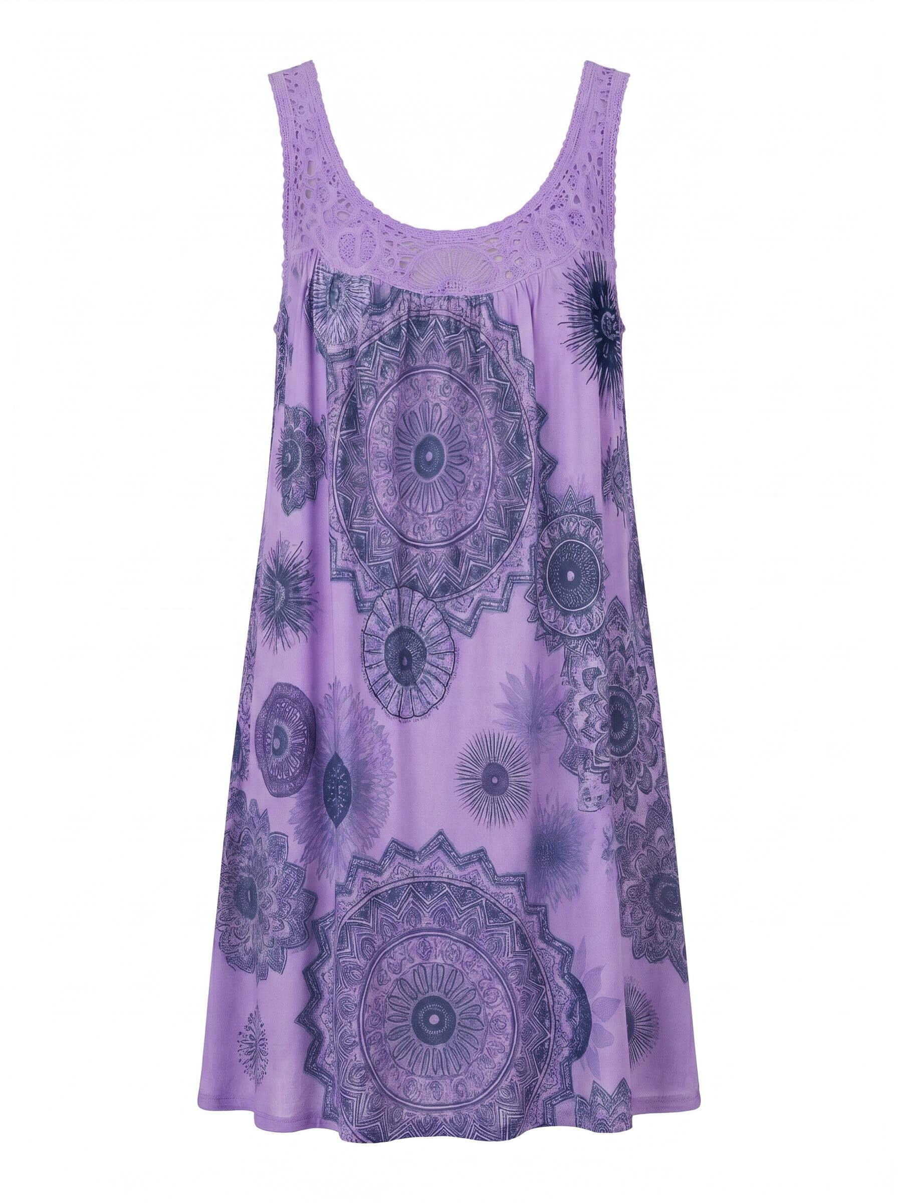 Damen Kleid – Ärmelloses Leichtes Sommerkleid mit Print