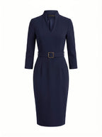 Elegantes Damen Etui-Midi-Kleid mit Gürtel