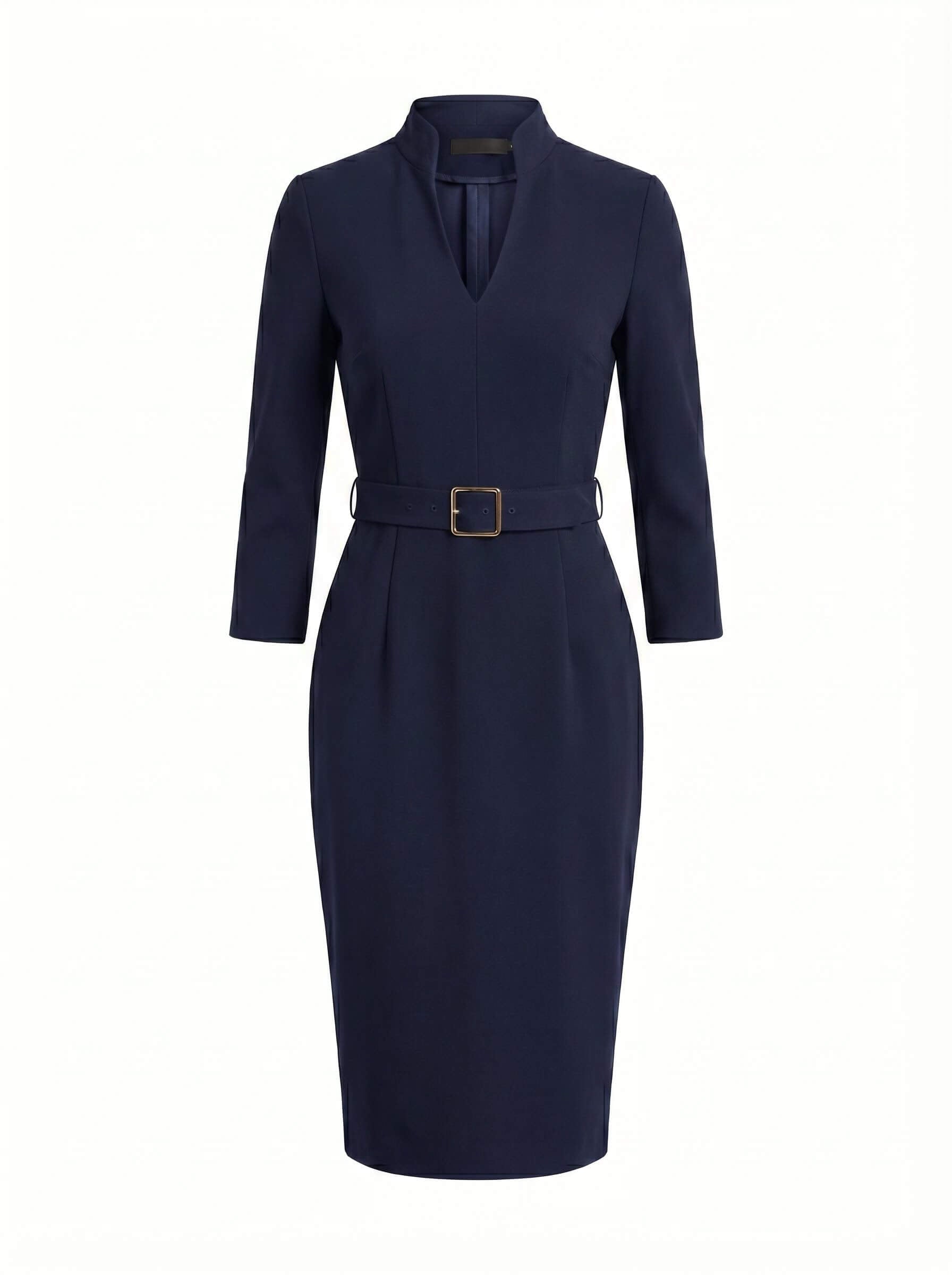 Elegantes Damen Etui-Midi-Kleid mit Gürtel