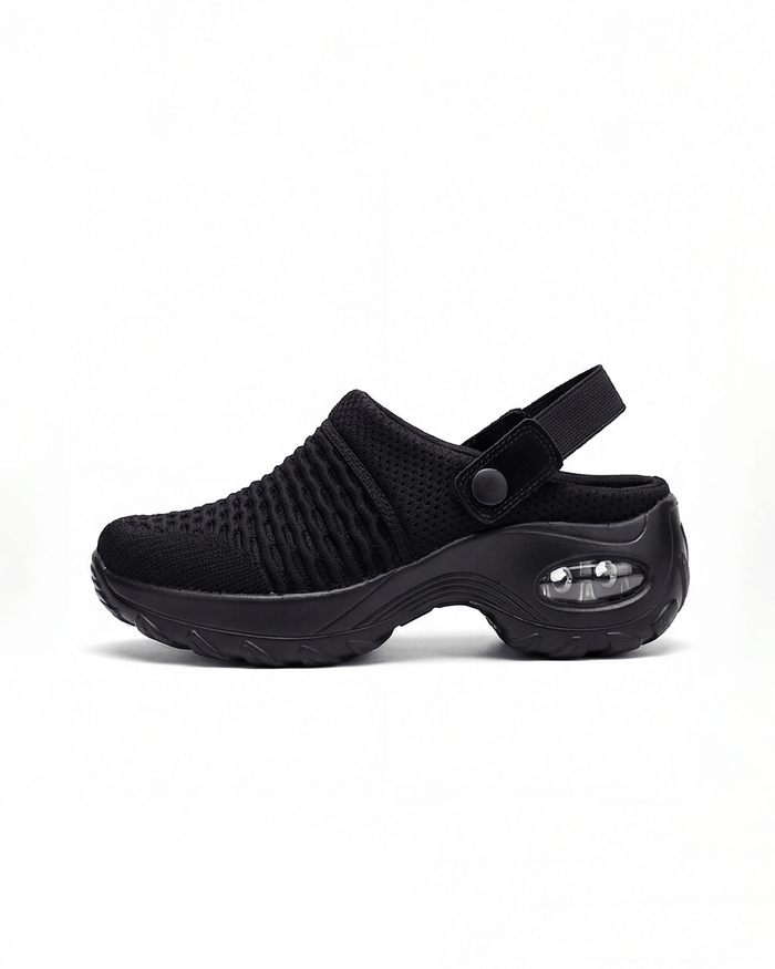 Damen Clogs mit Fersenriemen – Mesh-Optik - Orthopädisch