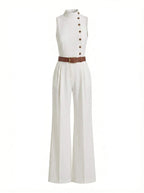 Damen Ärmelloser Weit Geschnittener Jumpsuit – Moderne Eleganz & Klare Linien