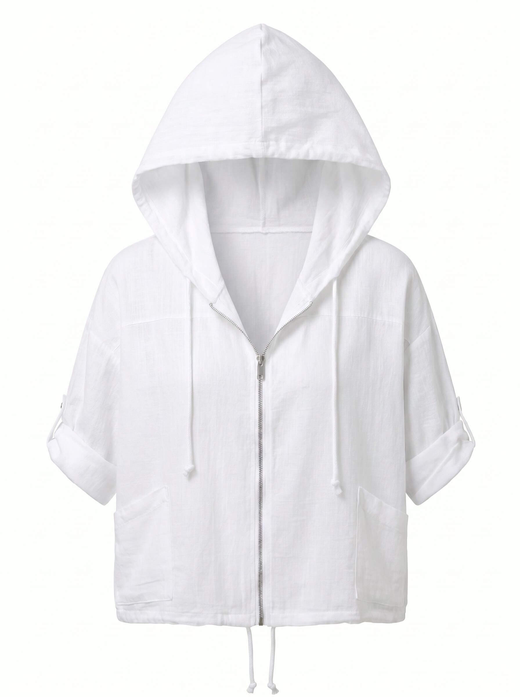 Damen-Kapuzenjacke mit Reißverschluss und Taschen