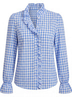 Damen Karierte Bluse mit Rüschendetails
