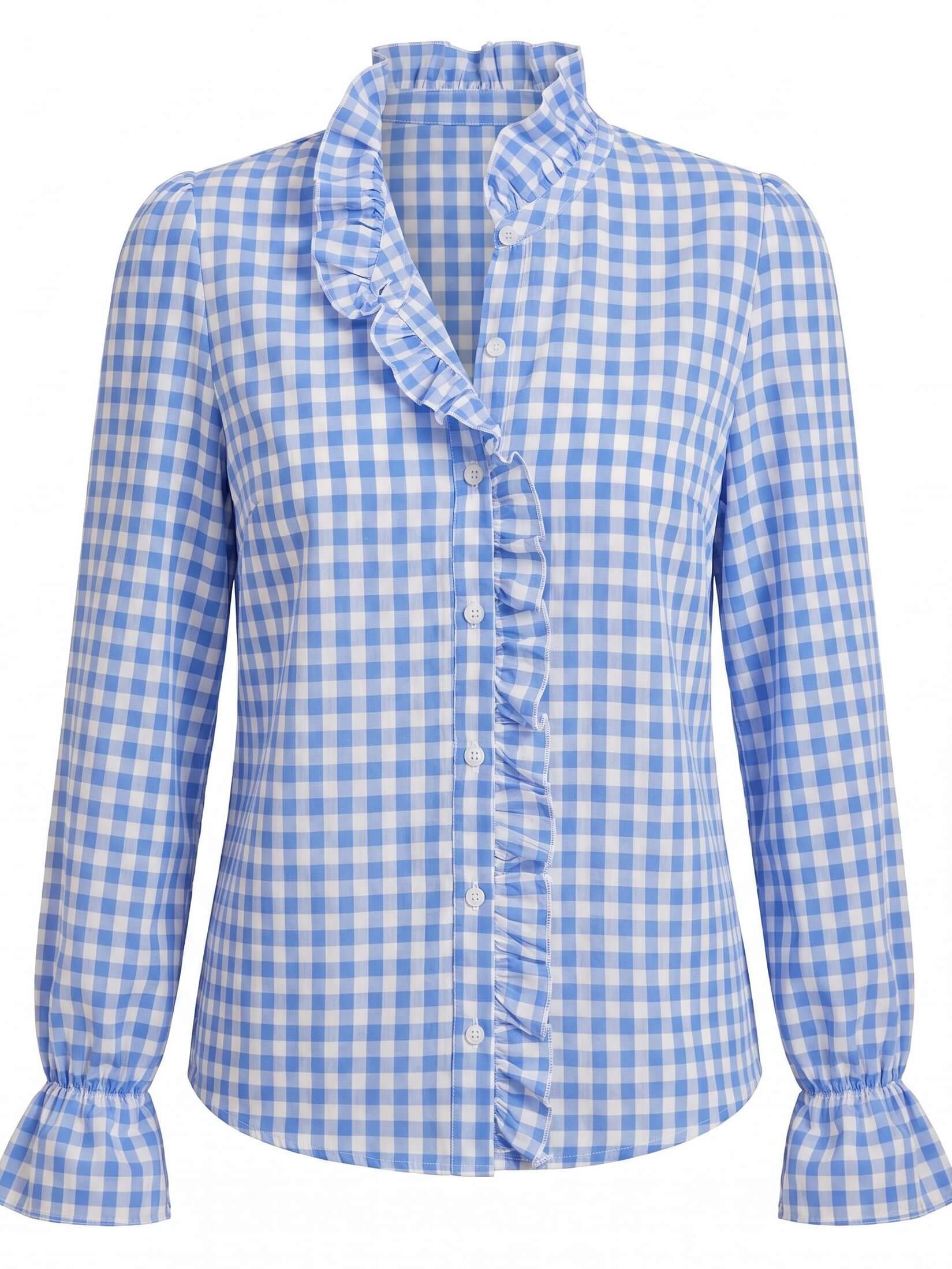 Damen Karierte Bluse mit Rüschendetails