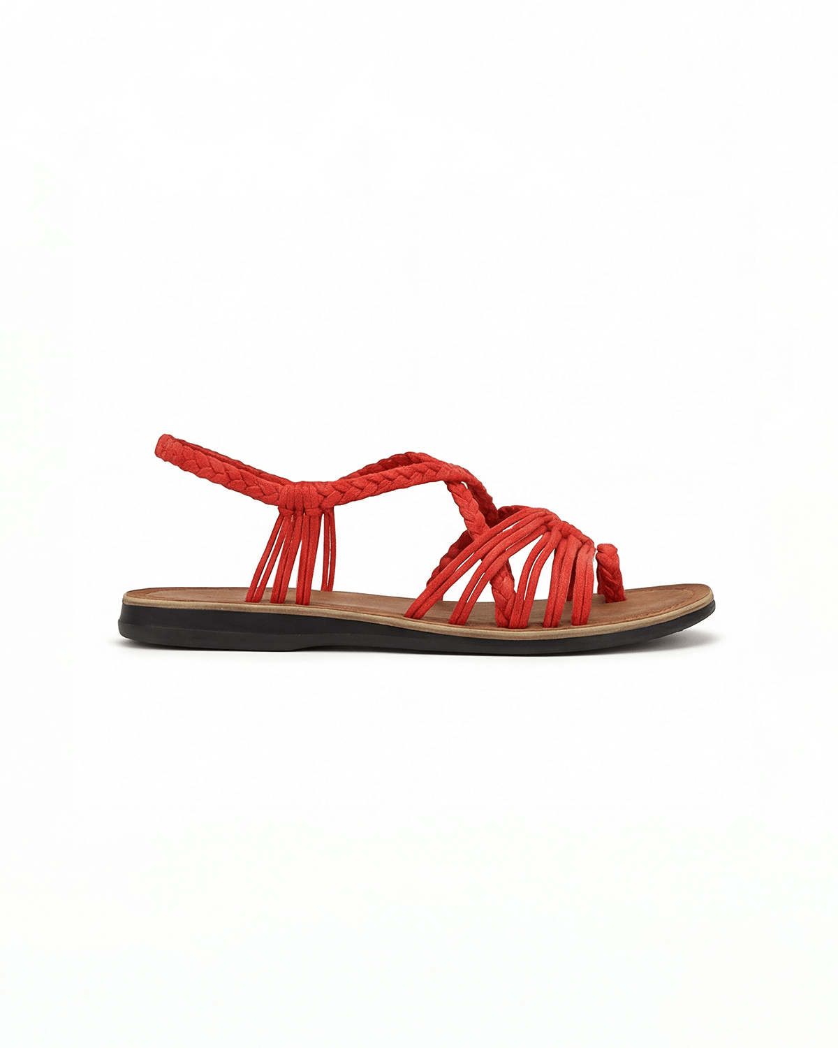 Damen Flache Sandalen – Geflochtene Riemen mit Schnürung