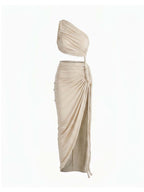 Damen-Set mit One-Shoulder-Top und Maxirock