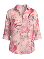 Damenbluse mit Blumenmuster und Knopfleiste