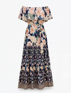 Dame off-shoulder maxikjole med blomsterprint