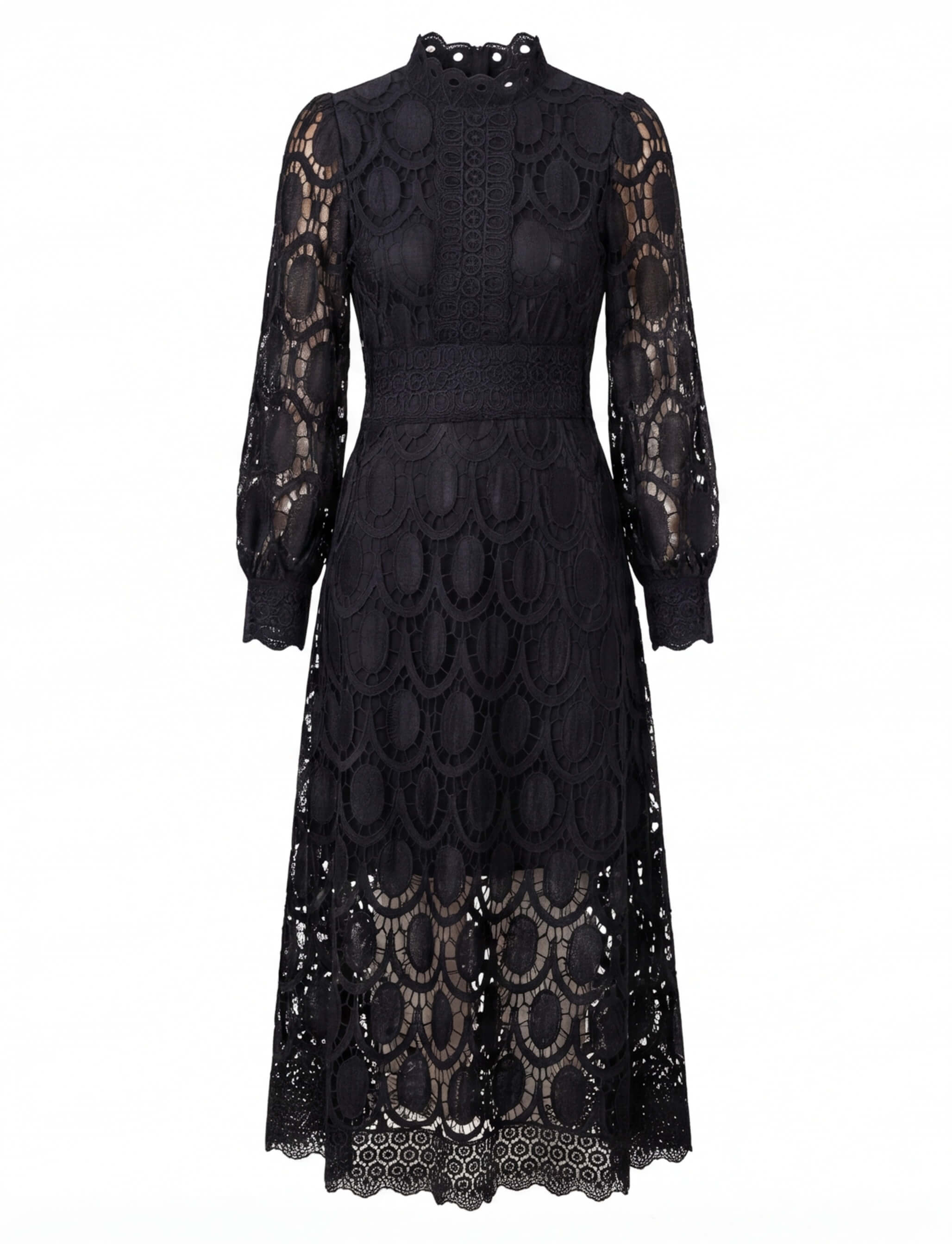 Vestido midi elegante de encaje para mujer – Gracia en encaje