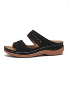 Damen Mule-Sandalen flach mit Cutout-Doppelriemen