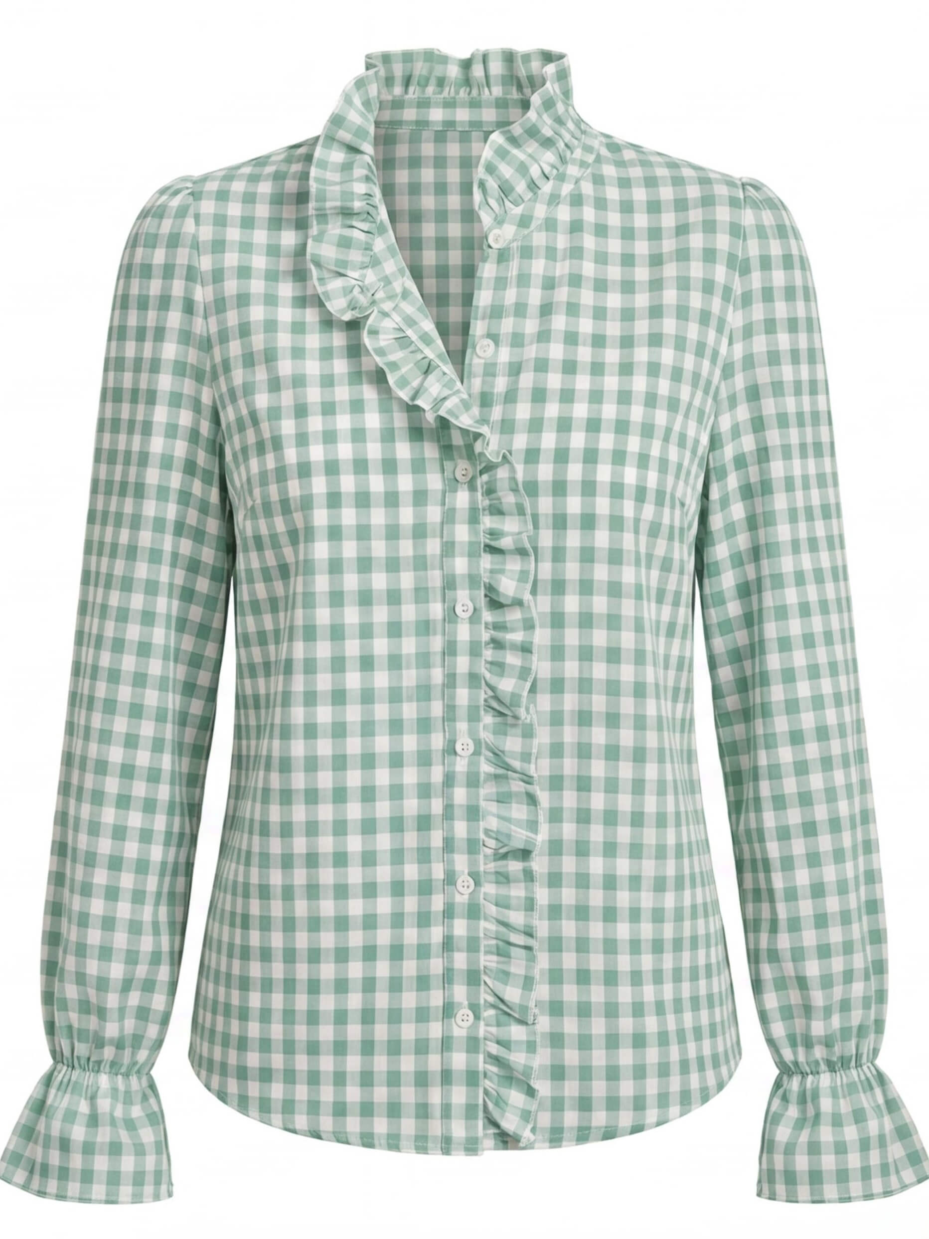 Damen Karierte Bluse mit Rüschendetails