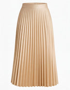 Plisseret satin midi-nederdel til damer