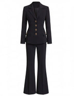 Taillierter Denim Blazer & Schlaghose Set