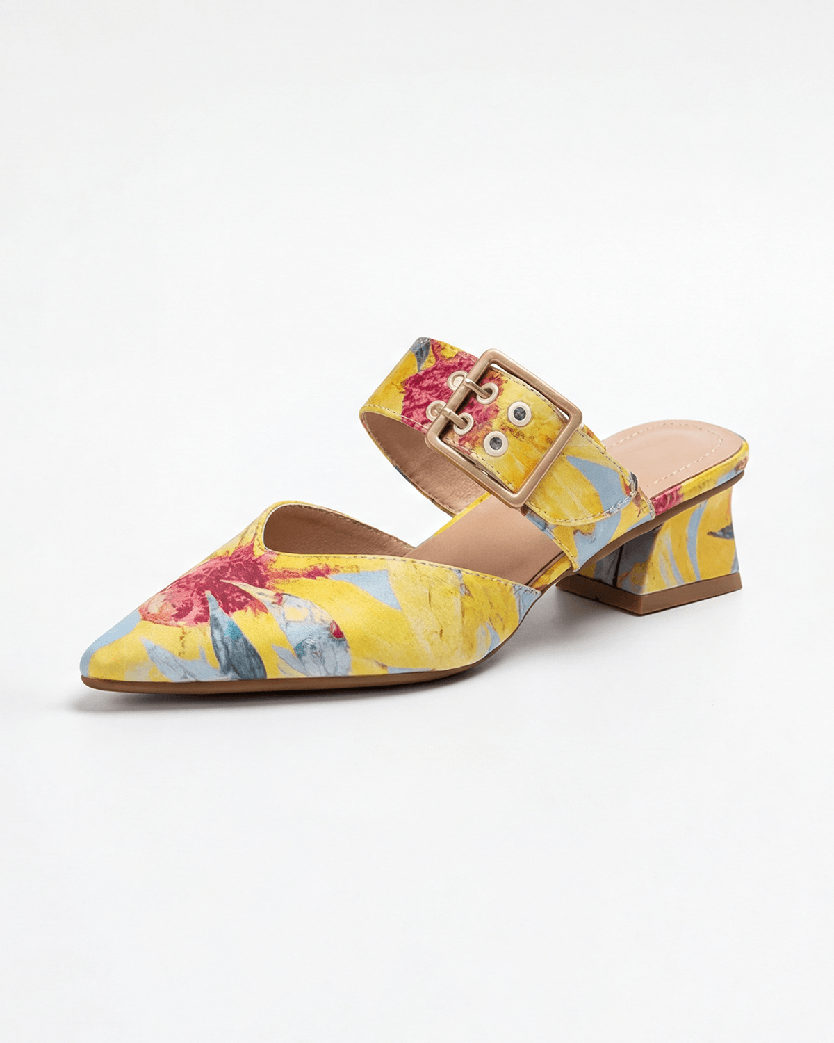 Salones slingback para mujer con tacón ancho: con correa y hebilla