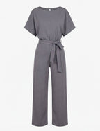 Damen-Jumpsuit mit Bindegürtel – Weites Bein & Elegante Silhouette
