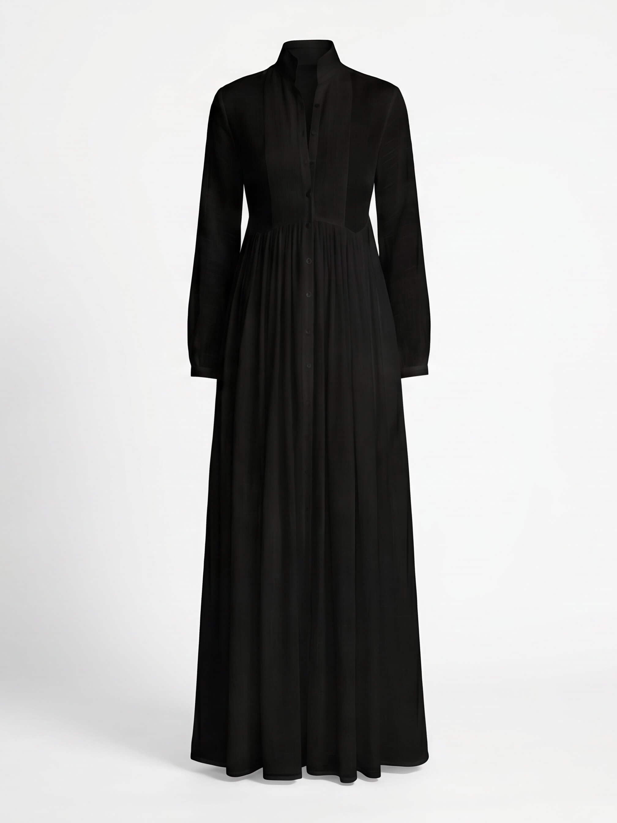 Damen-Maxi-Hemdkleid mit Knopfleiste und Falten