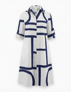 Robe-chemise pour femme – imprimé géométrique et style moderne