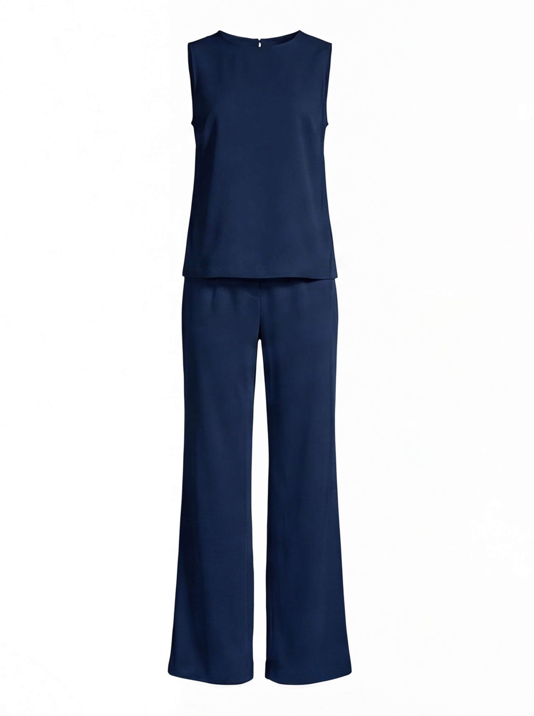 Damen Jumpsuit – Ärmelloser Eleganter Overall mit Weitem Bein
