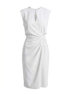 Ärmelloses Damen-Midikleid mit Keyhole-Ausschnitt und Raffungen