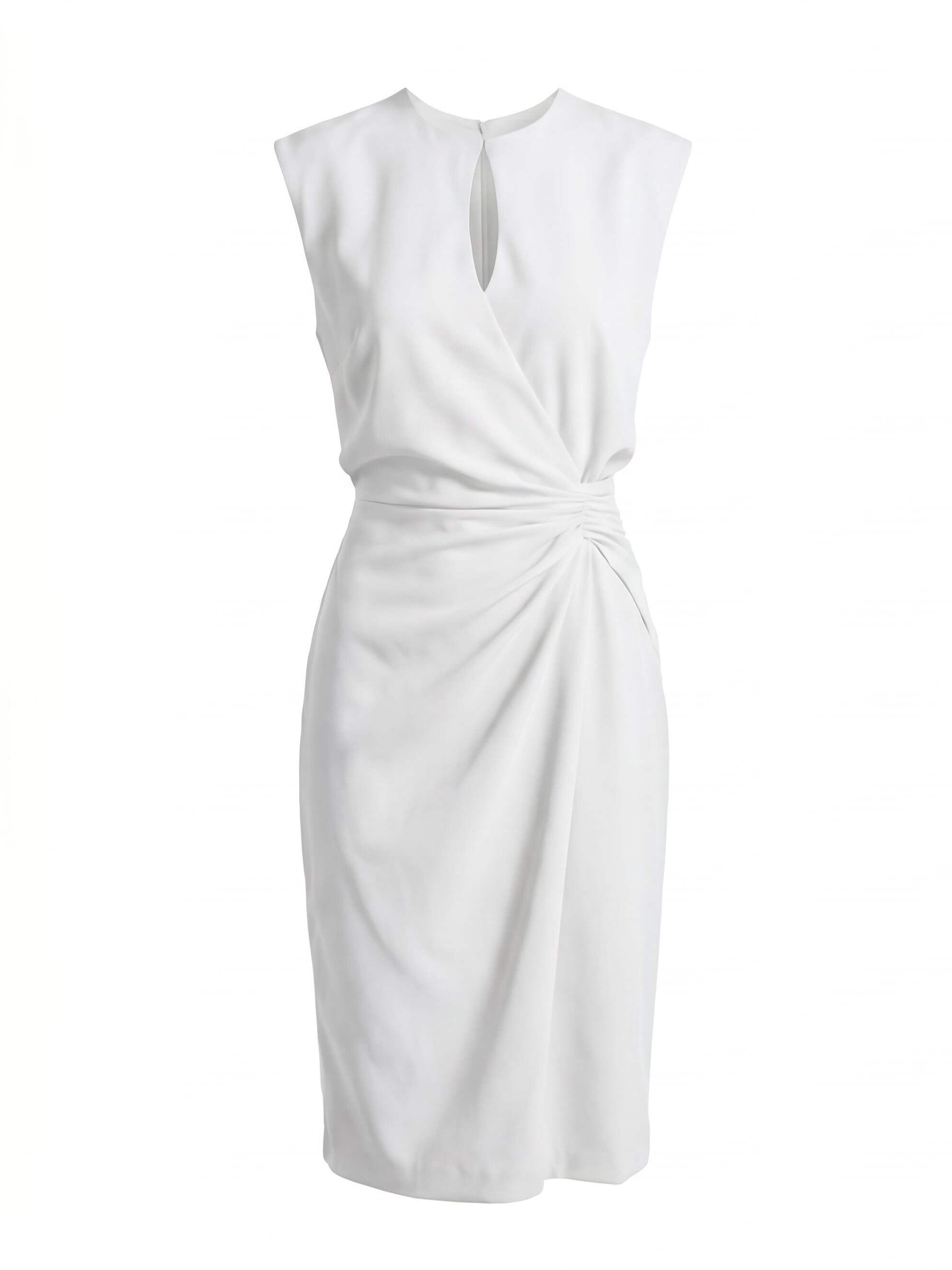 Ärmelloses Damen-Midikleid mit Keyhole-Ausschnitt und Raffungen