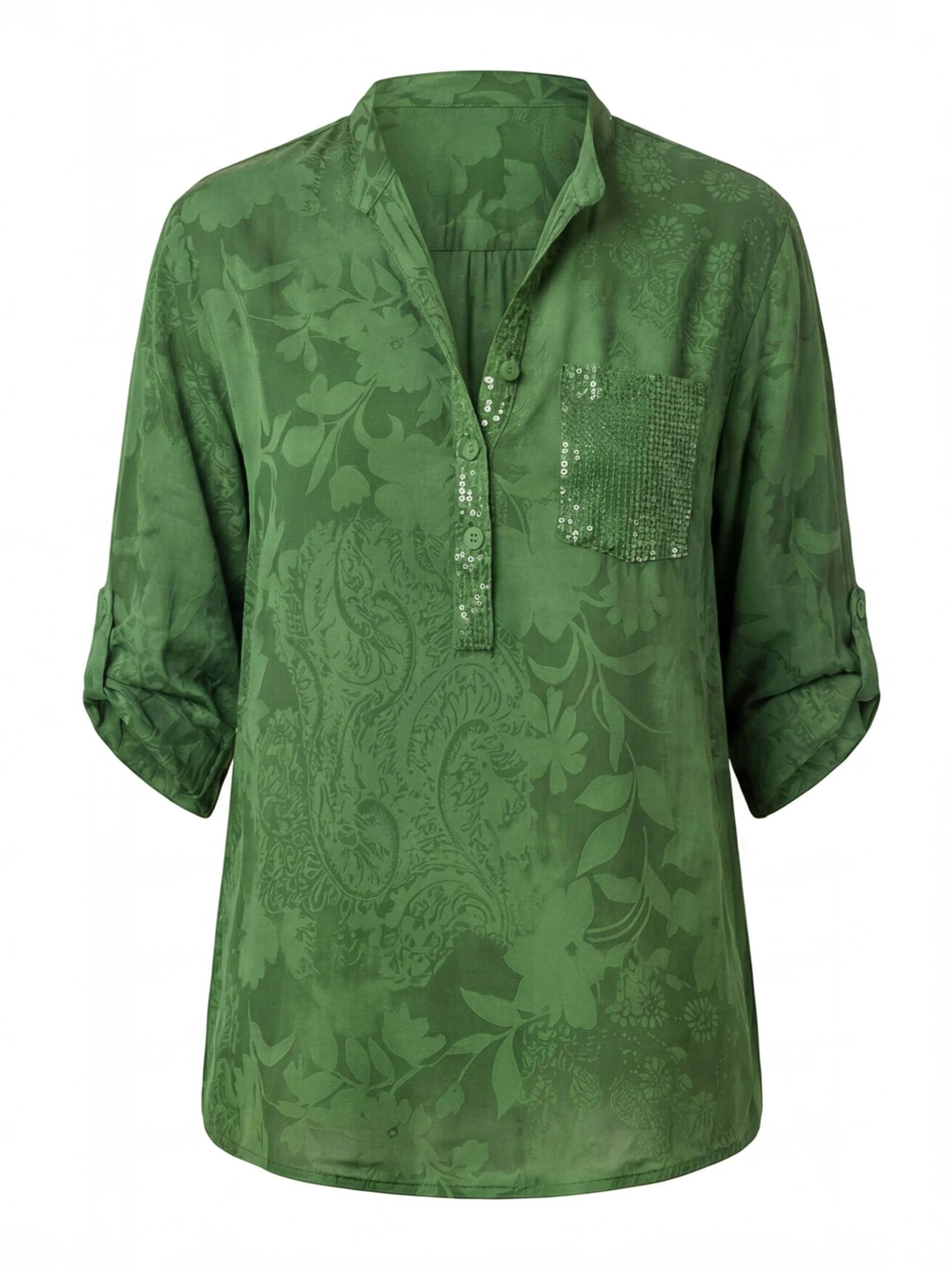 Damen Bluse mit Print und Umlegekragen