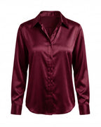 Satinbluse mit Knopfleiste und Reverskragen