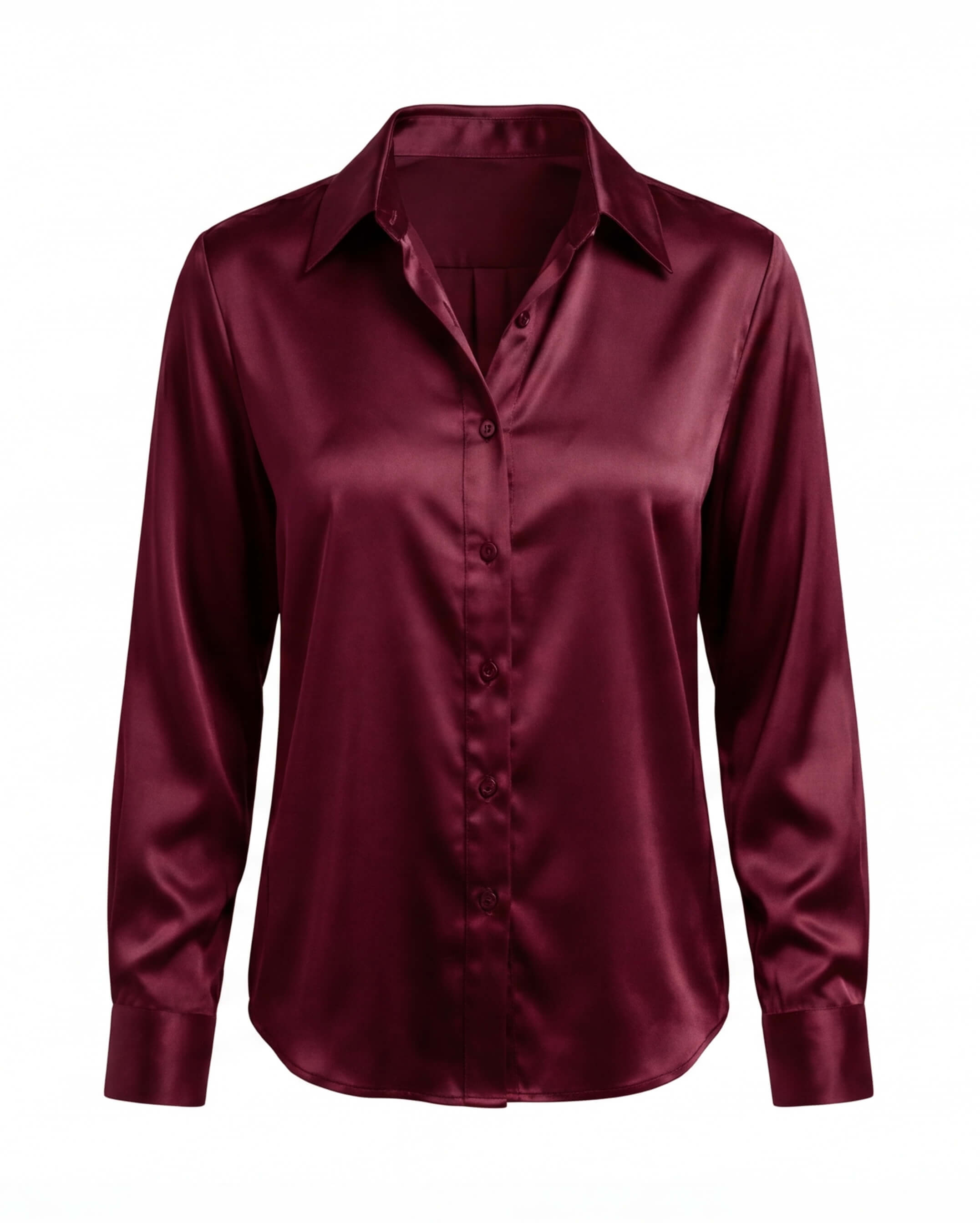 Satinbluse mit Knopfleiste und Reverskragen