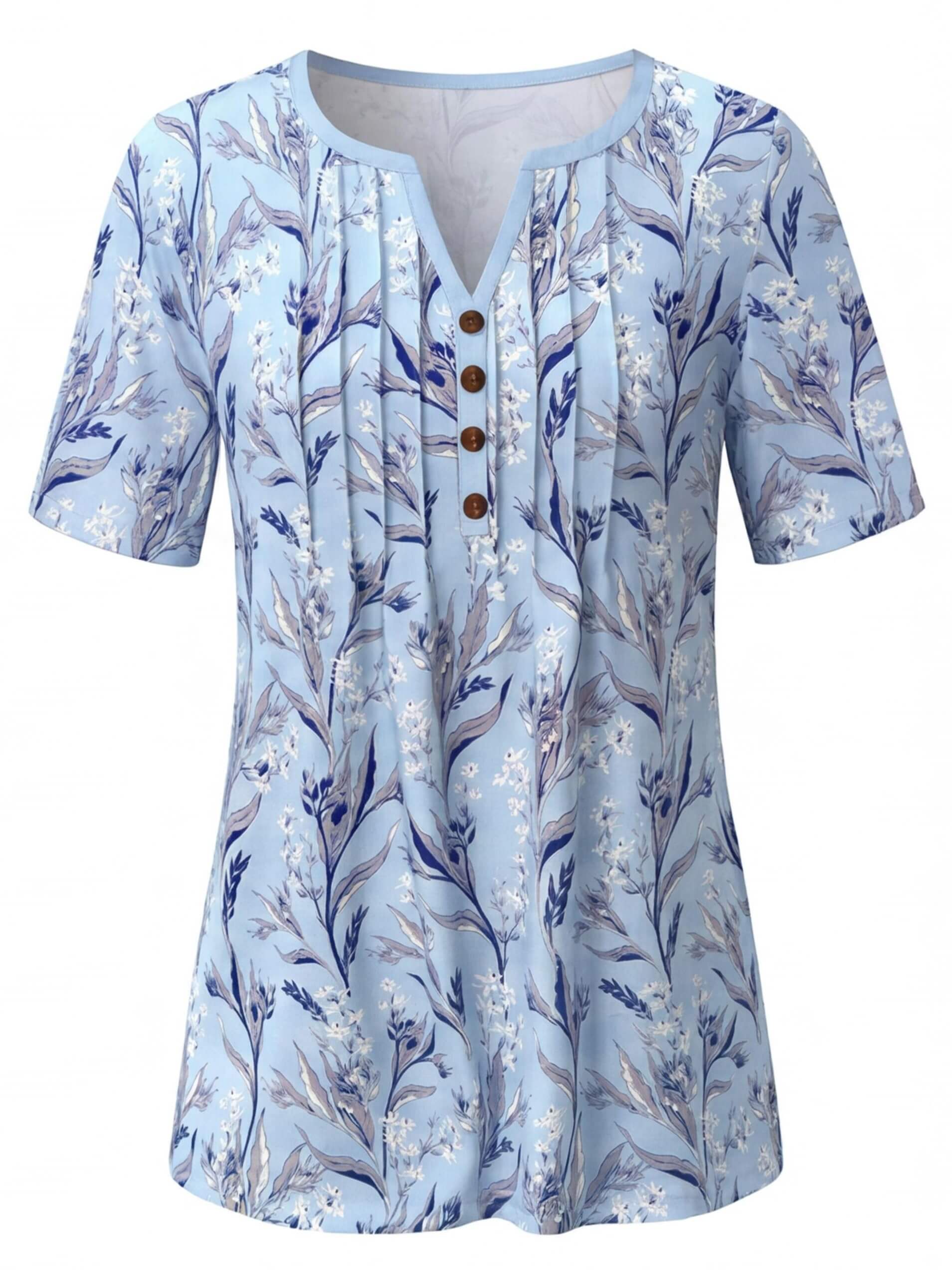Damenbluse mit Blumenmuster und Knopfdetails
