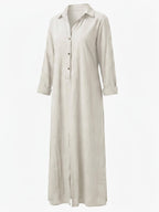 Damen-Maxi-Hemdkleid mit Kragen und Frontschlitz