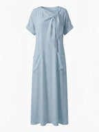 Damen-Maxikleid mit Schleifen-Ausschnitt und Taschen