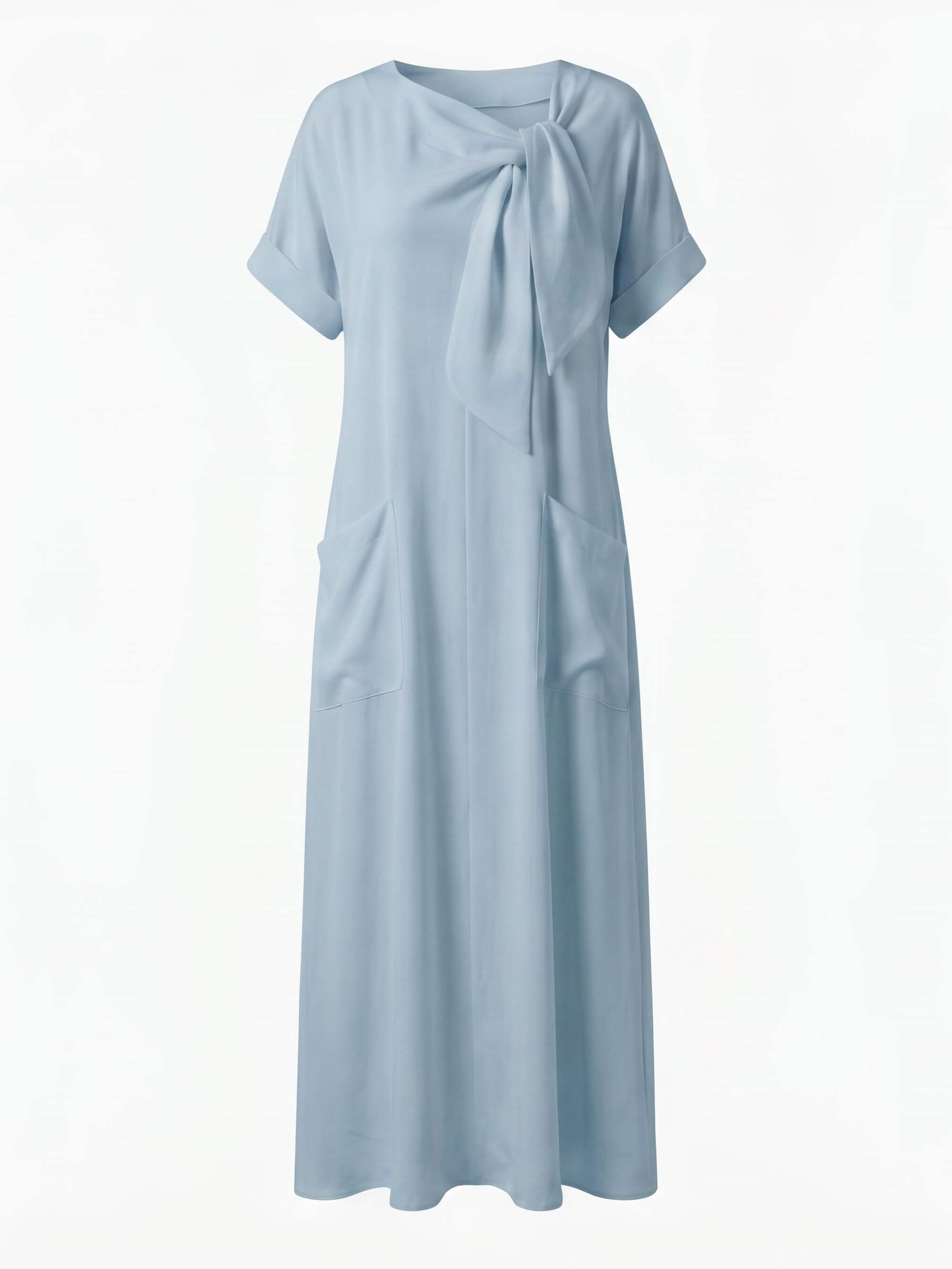 Damen-Maxikleid mit Schleifen-Ausschnitt und Taschen