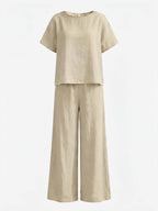 Damen-Set mit Kurzarmtop und weiter Hose