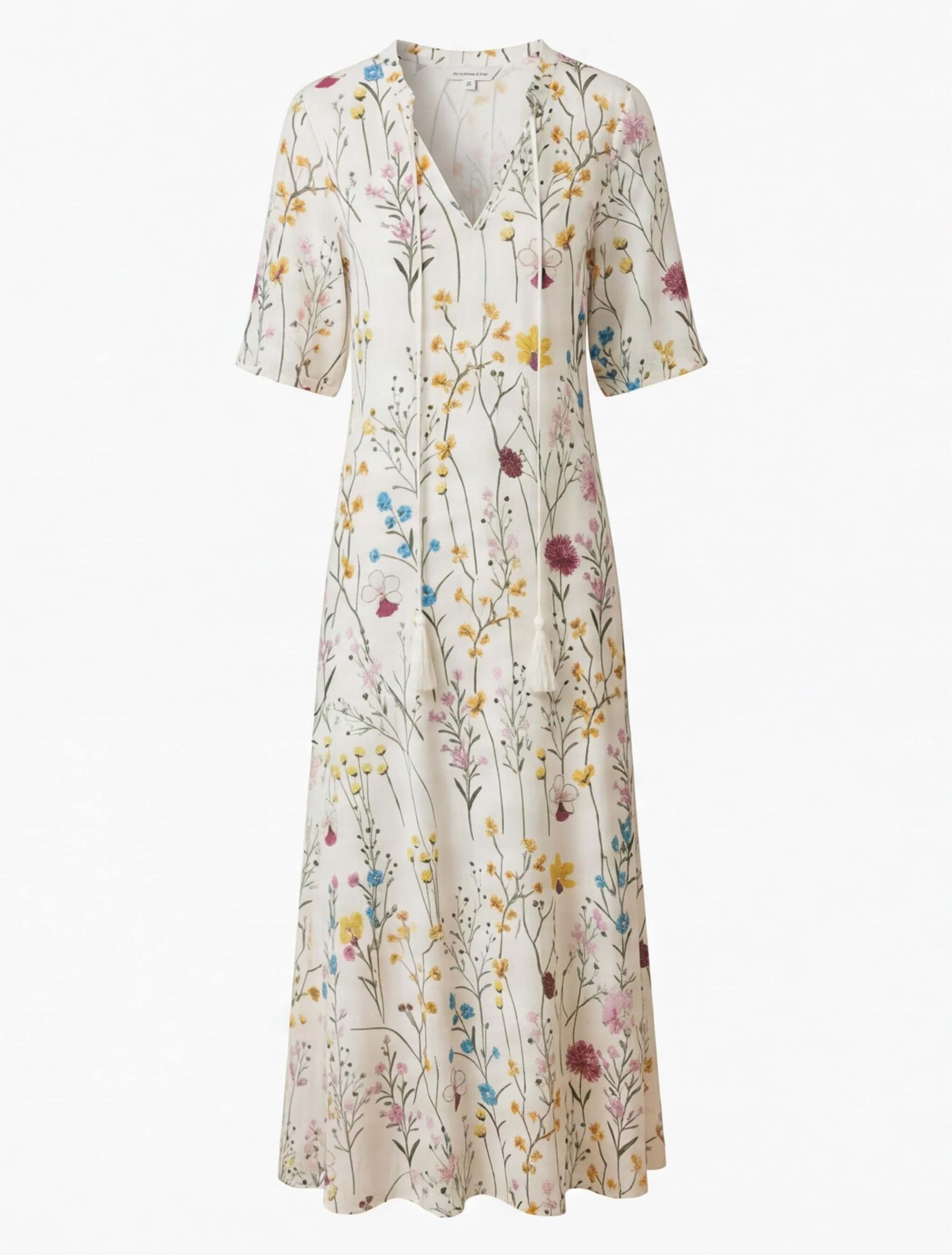 Damen Boho Maxikleid – Mit Quasten-Detail & Fließender Silhouette