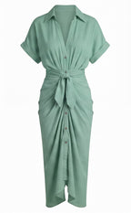 Damen Midi Sommerkleid mit Raffung