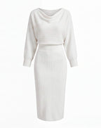Midikleid mit Drapiertem Wasserfallausschnitt