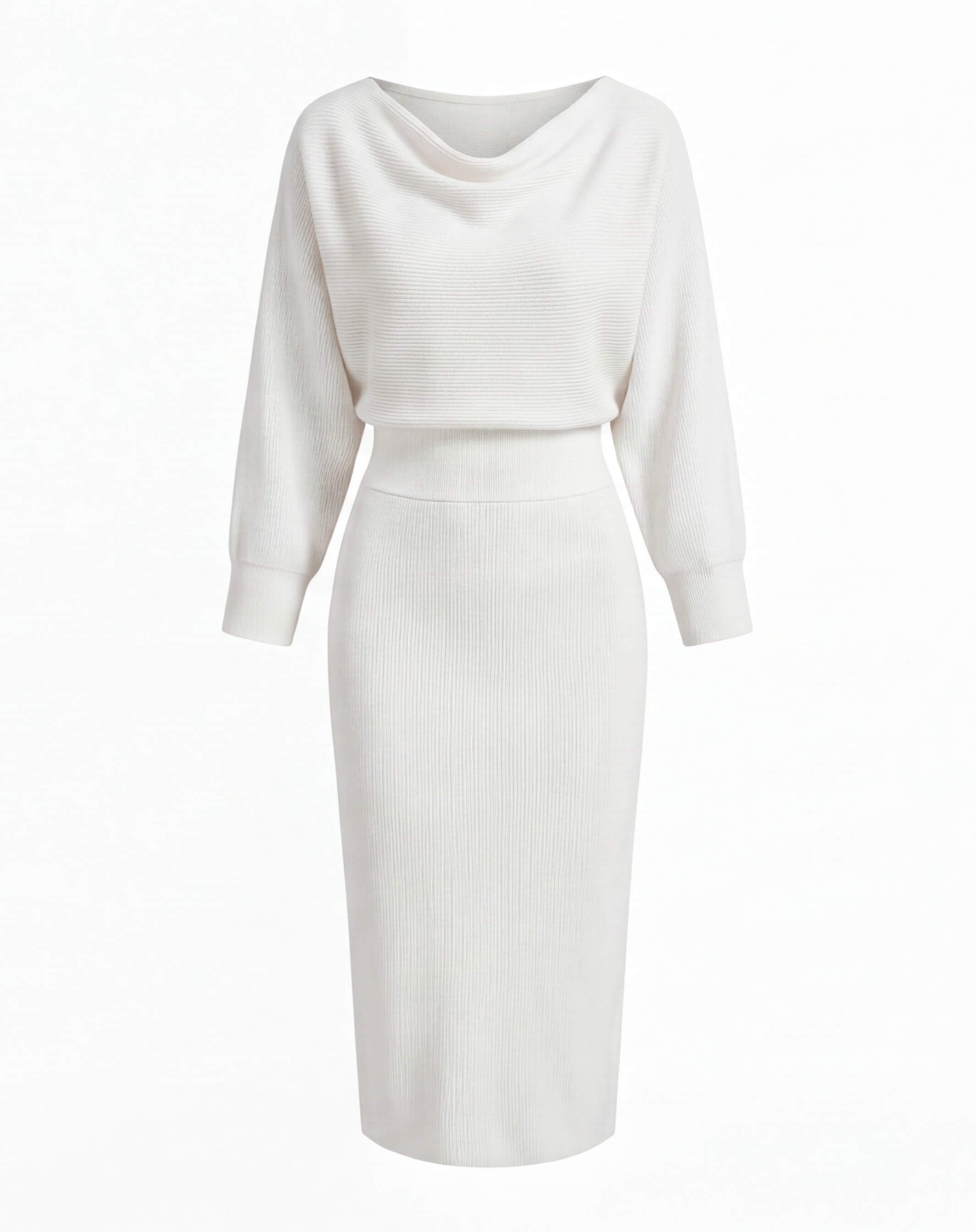 Midikleid mit Drapiertem Wasserfallausschnitt