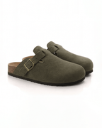 Damen Flache Clogs – mit Schnallenriemen
