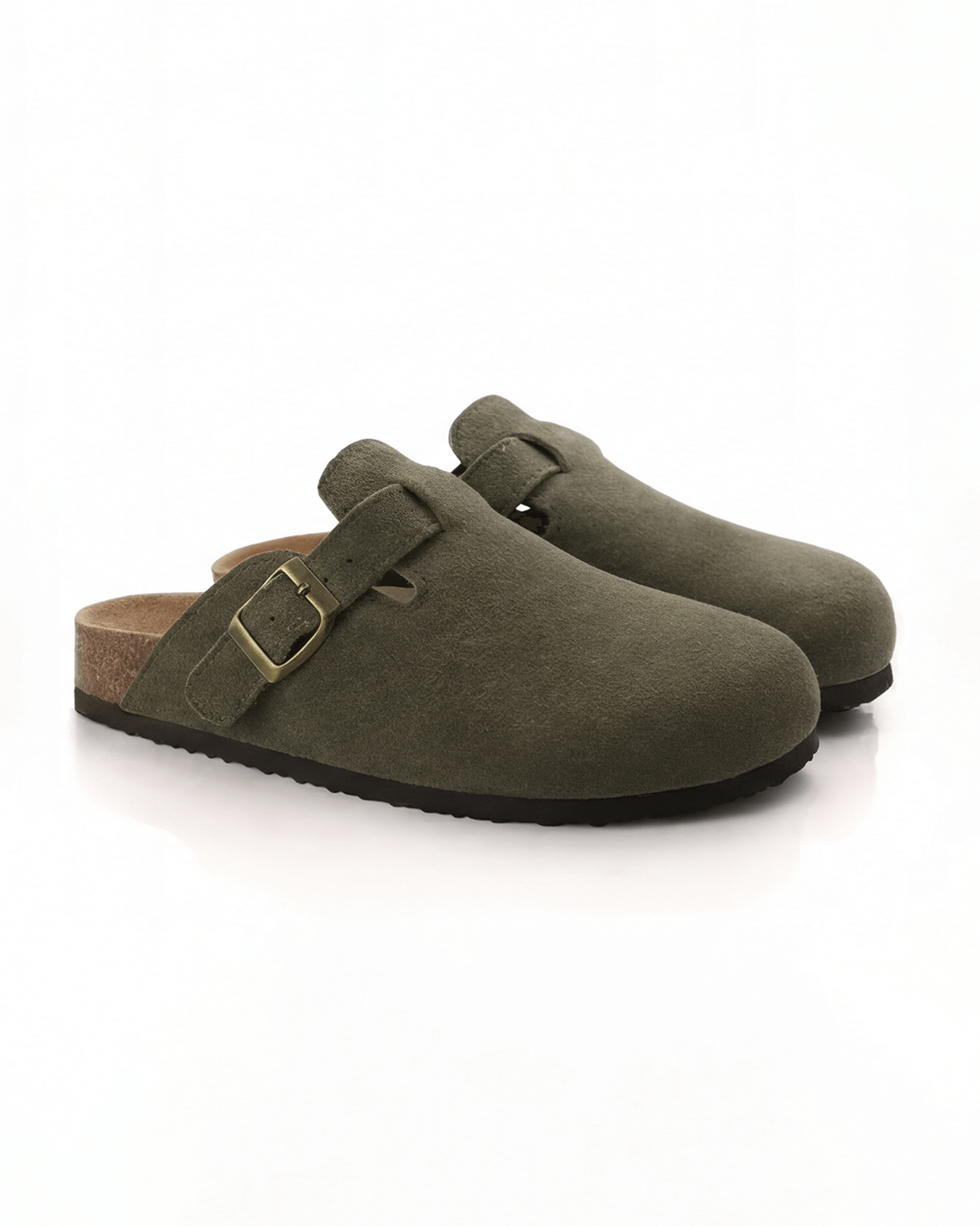 Damen Flache Clogs – mit Schnallenriemen