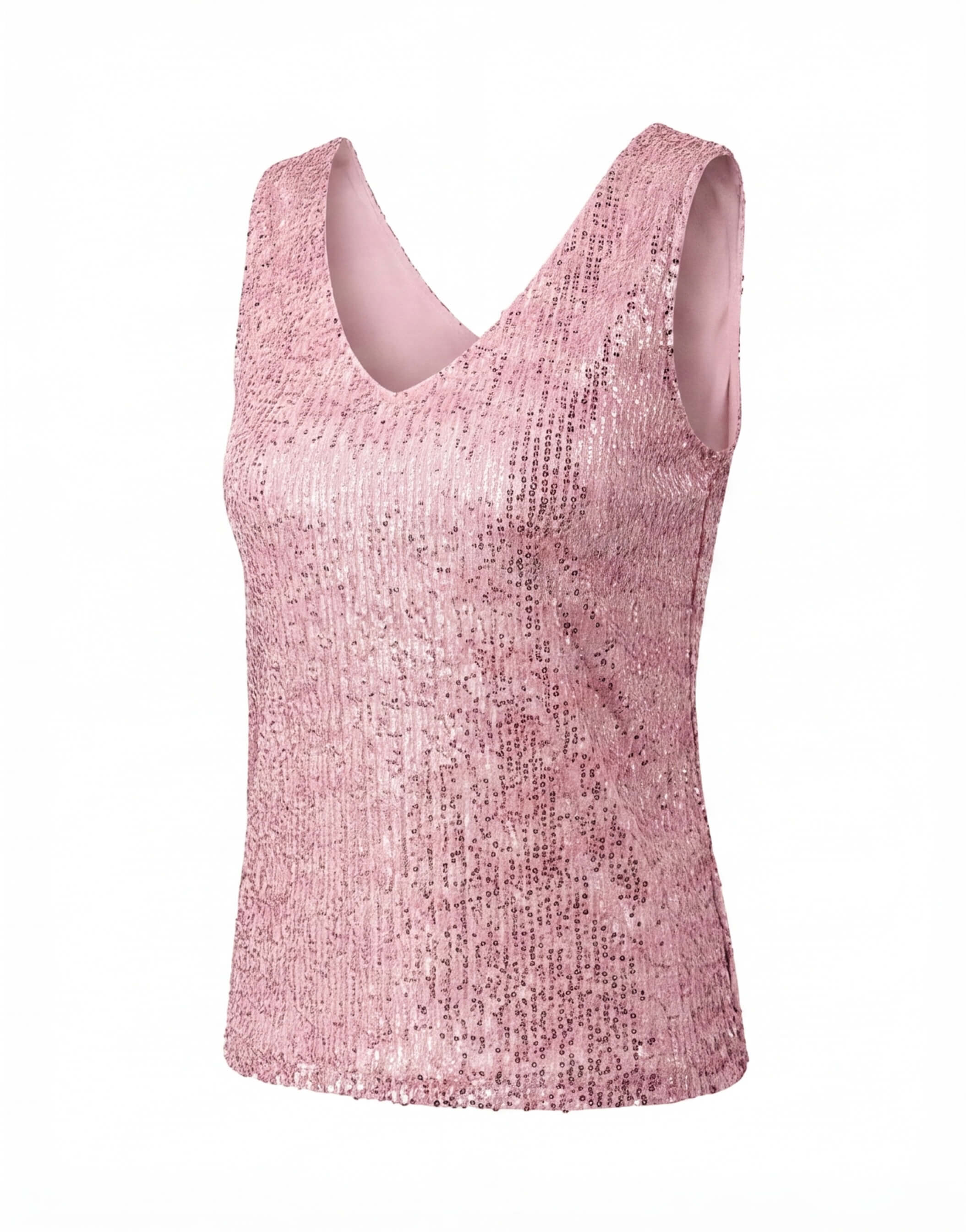 Damen Top mit Pailletten und V-Ausschnitt – Ärmelloser Eleganter Stil
