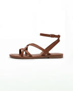Damen Flache Sandalen – Überkreuzte Riemen mit Knöchelriemen