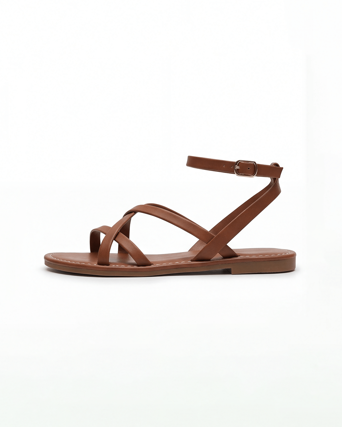 Damen Flache Sandalen – Überkreuzte Riemen mit Knöchelriemen